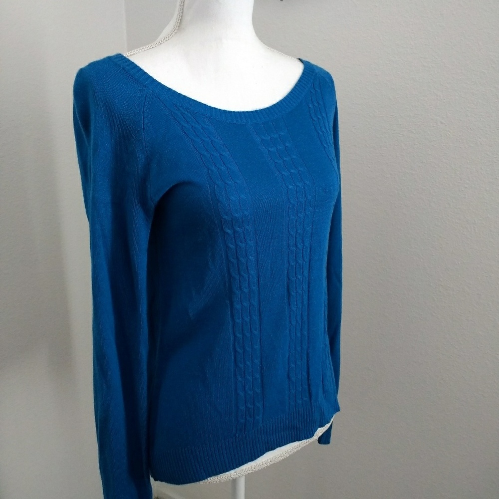 Blue cable sweater